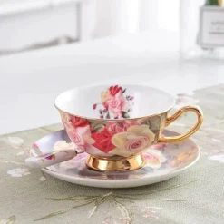 Vintage Rose Teetassen-Set - Britische Porzellan-Nachmittagsteetassen