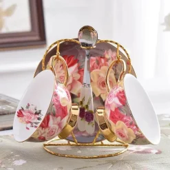 Vintage Rose Teetassen-Set - Britische Porzellan-Nachmittagsteetassen