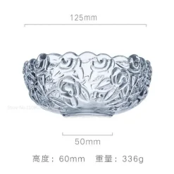 Vintage Salatschüssel aus Glas – graviertes Goldrand-Design