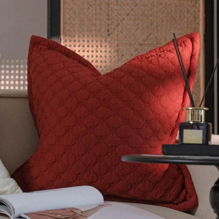 Vintage Samt Kissenbezug - Französische Magnolienstickerei für Sofa