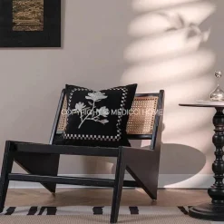 Vintage Samt Kissenbezug - Französische Magnolienstickerei für Sofa