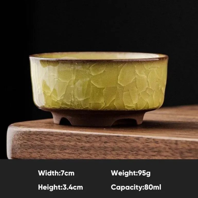 Vintage Seladon Teetasse - Ice Crackle Keramik Kung Fu Tasse