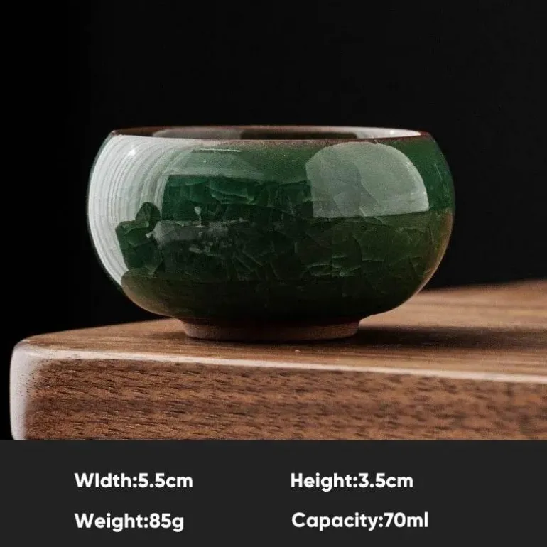 Vintage Seladon Teetasse - Ice Crackle Keramik Kung Fu Tasse