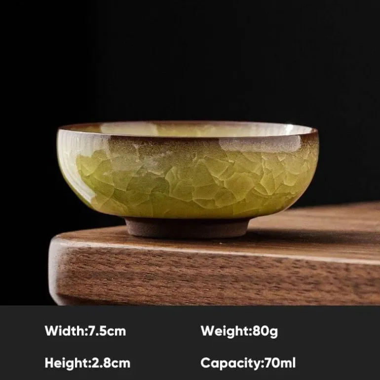 Vintage Seladon Teetasse - Ice Crackle Keramik Kung Fu Tasse