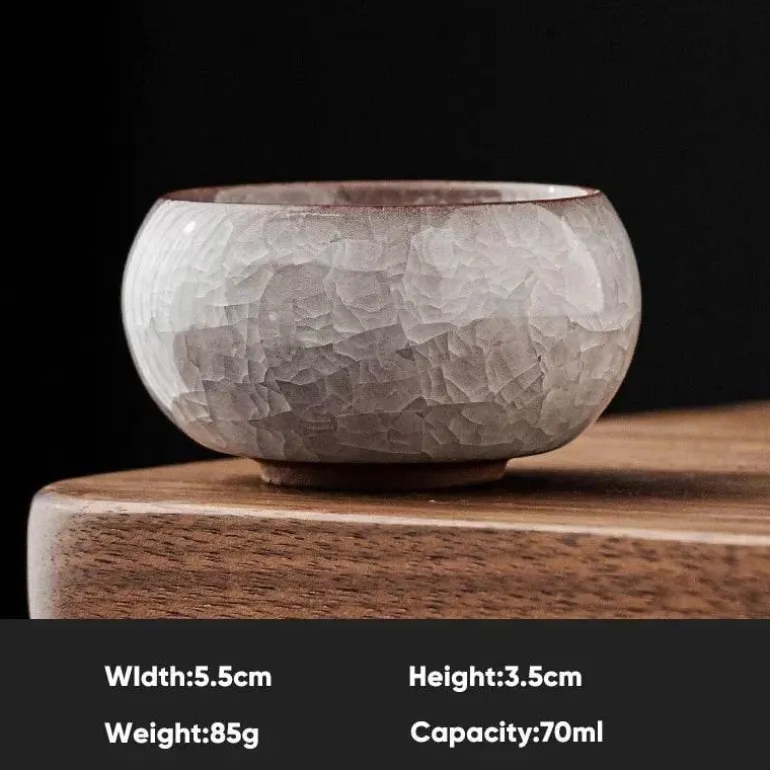 Vintage Seladon Teetasse - Ice Crackle Keramik Kung Fu Tasse