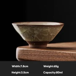 Vintage Seladon Teetasse - Ice Crackle Keramik Kung Fu Tasse