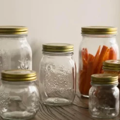 Vintage Vorratsdose aus Glas - Geprägter Küchenbehälter