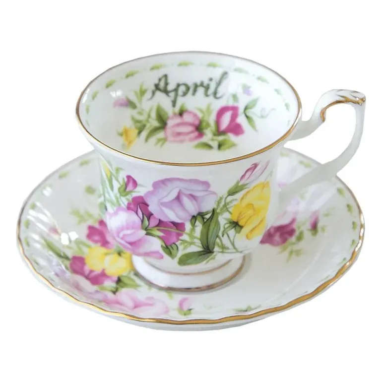 Vintage-Kaffeetasse und Untertasse aus Bone China – 220 ml