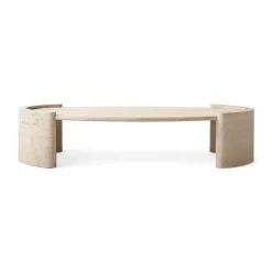 Violette Travertin Couchtisch – Eleganter Marmor-Akzenttisch