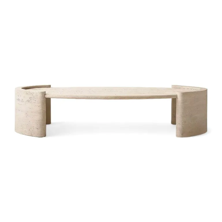 Violette Travertin Couchtisch – Eleganter Marmor-Akzenttisch