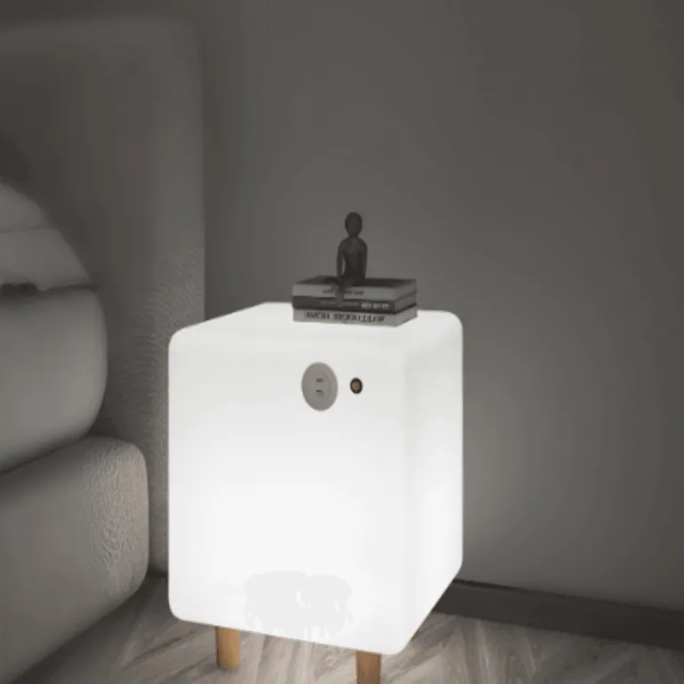 Voice-Activated Nightstand - Modern Nordic Design with Glow