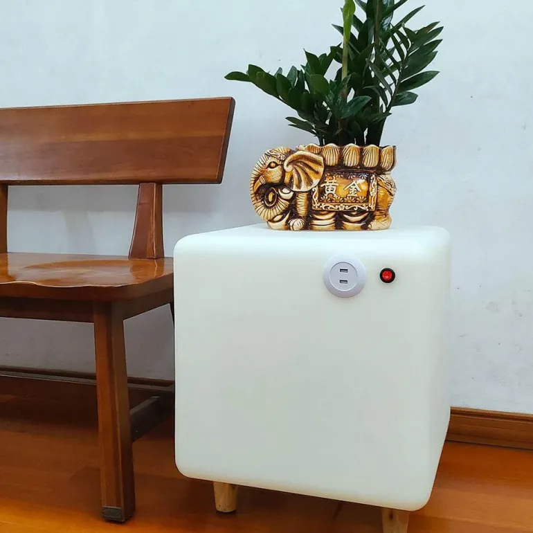 Voice-Activated Nightstand - Modern Nordic Design with Glow