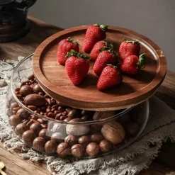 Vorratsbehälter aus Glas mit Holzdeckel – Küchen-Organizer-Set