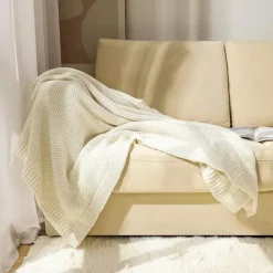 Waffelstrick-Wolldecke – gemütlicher, weicher und warmer Sofabezug