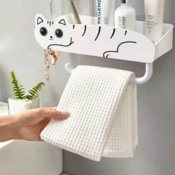 Wandmontierter Badezimmer-Organizer – Regal im Lazy Kitten-Design