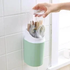 Wandmontierter Besteck-Abtropfbehälter mit Deckel - Küchen-Organizer