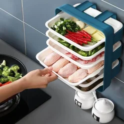 Wandmontierter Küchen-Organizer – Mehrschichtiges Lebensmittelaufbewahrungssystem