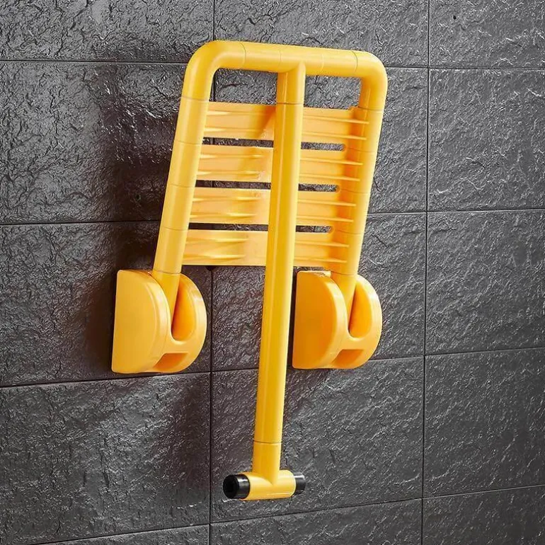 Wandmontierter Klapphocker aus Edelstahl