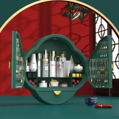 Wandmontierter Make-up-Organizer – Aufbewahrung ohne Lochen im Badezimmer