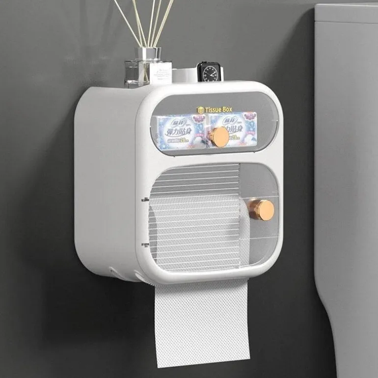 Wandmontierter Toilettenpapier- und Handtuch-Organizer – MultiBox-Aufbewahrungslösung