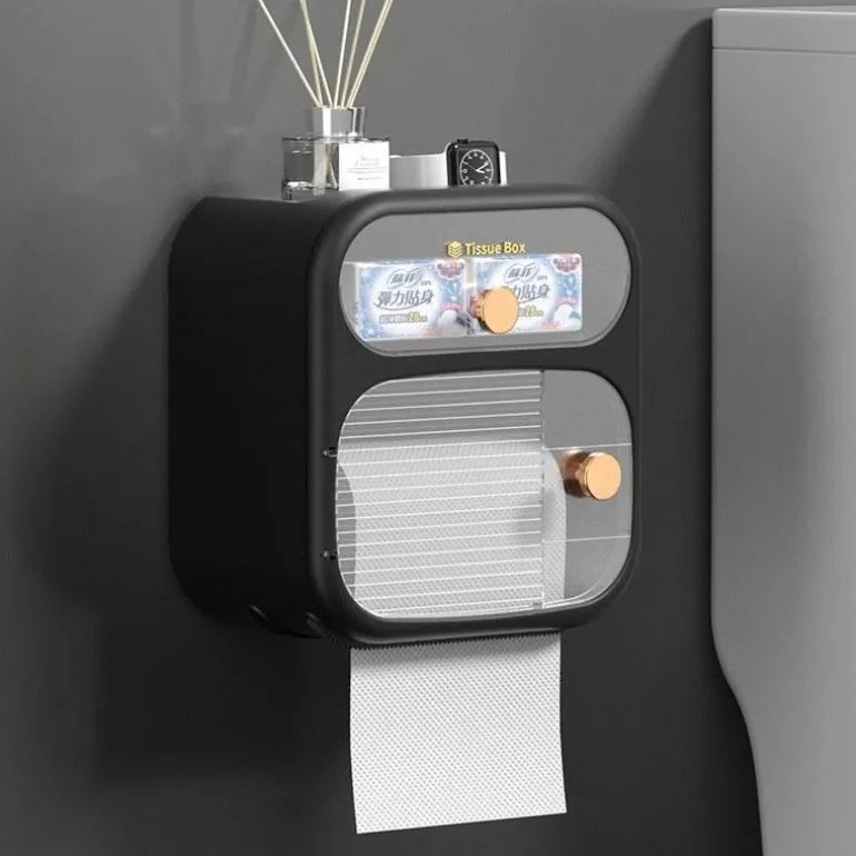 Wandmontierter Toilettenpapier- und Handtuch-Organizer – MultiBox-Aufbewahrungslösung