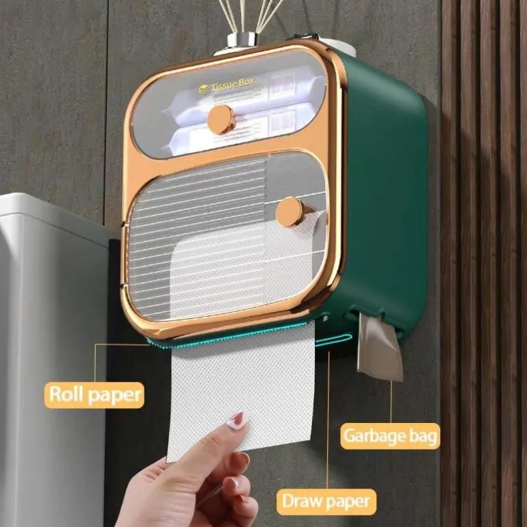 Wandmontierter Toilettenpapier- und Handtuch-Organizer – MultiBox-Aufbewahrungslösung