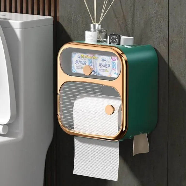 Wandmontierter Toilettenpapier- und Handtuch-Organizer – MultiBox-Aufbewahrungslösung