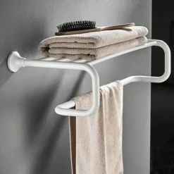 Wandmontiertes Badezimmer-Zubehörhalter-Set – Organizer für Handtücher, Toilettenartikel und Accessoires