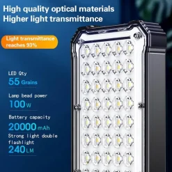 Wasserdichte LED-Powerbank - Tragbares Ladegerät mit kabellosem Laden