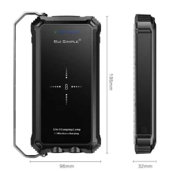 Wasserdichte LED-Powerbank - Tragbares Ladegerät mit kabellosem Laden