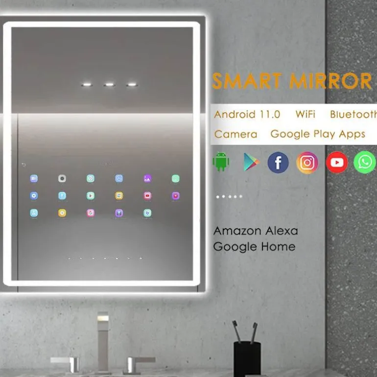 Wasserdichter Zauberspiegel mit LED-Touchscreen – intelligenter Kosmetikspiegel