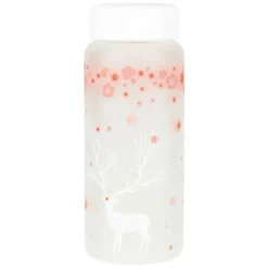 Wasserflasche aus Milchglas im Elch-Design, 430 ml, mit Hülle