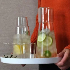 Wasserkaraffe-Set aus klarem Glas mit Tasse – Trinkgeschirr fürs Bett