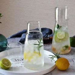 Wasserkaraffe-Set aus klarem Glas mit Tasse – Trinkgeschirr fürs Bett