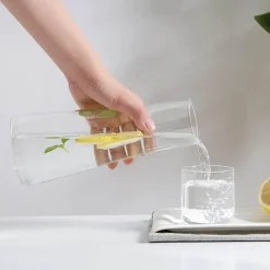 Wasserkaraffe-Set aus klarem Glas mit Tasse – Trinkgeschirr fürs Bett