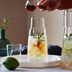 Wasserkaraffe-Set aus klarem Glas mit Tasse – Trinkgeschirr fürs Bett