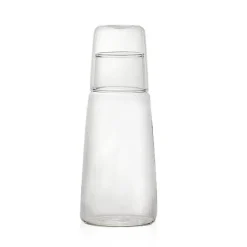Wasserkaraffe-Set aus klarem Glas mit Tasse – Trinkgeschirr fürs Bett