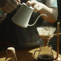 Wasserkocher mit Schwanenhals-Aufguss – Kaffeemaschine mit Holzgriff