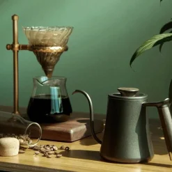 Wasserkocher mit Schwanenhals-Aufguss – Kaffeemaschine mit Holzgriff