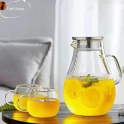 Wasserkrug aus Glas – 2500 ml Getränkekaraffe mit Deckel