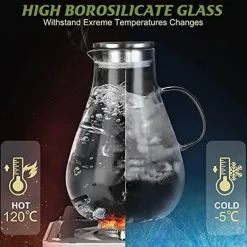 Wasserkrug aus Glas – 2500 ml Getränkekaraffe mit Deckel