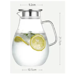 Wasserkrug aus Glas – 2500 ml Getränkekaraffe mit Deckel