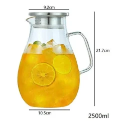 Wasserkrug aus Glas – 2500 ml Getränkekaraffe mit Deckel