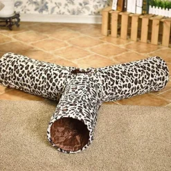 3-Wege-Katzentunnel – Katzenspielzeug mit Leopardenmuster