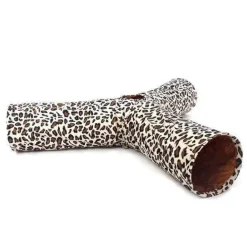 3-Wege-Katzentunnel – Katzenspielzeug mit Leopardenmuster