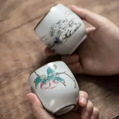 Weiße Kung-Fu-Teetasse aus Porzellan – Keramik-Trinkgeschirr mit Henkel