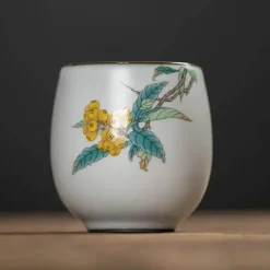 Weiße Kung-Fu-Teetasse aus Porzellan – Keramik-Trinkgeschirr mit Henkel