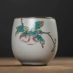 Weiße Kung-Fu-Teetasse aus Porzellan – Keramik-Trinkgeschirr mit Henkel