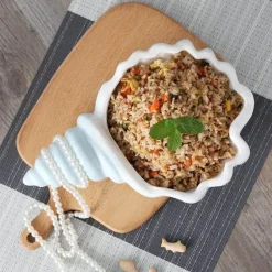 Weißes Conch-Teller-Set – elegantes Porzellangeschirr für Snacks und Desserts