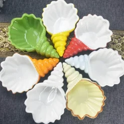 Weißes Conch-Teller-Set – elegantes Porzellangeschirr für Snacks und Desserts